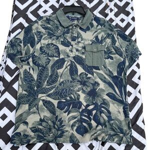 Cremieux Men’s Tropical Floral Polo Shirt Size Large Short Sleeve Pocket Polo
